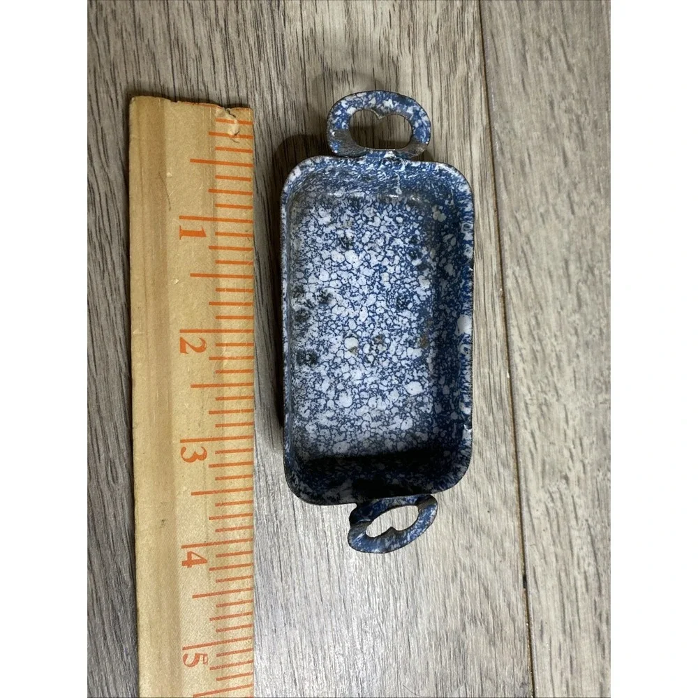 Antique‎ German Doll Kitchen Pans Rare Blue Speckled Granite Ware Bing Marklin